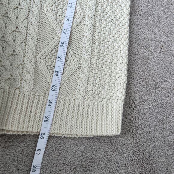 Vintage LL Bean Fisherman Sweater Women S (Tag Kid Large 14-16) Cream Cableknit - Picture 4 of 5